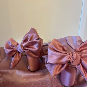 LOVESHACKFANCY Women’s Pink Merle Bow Heels
